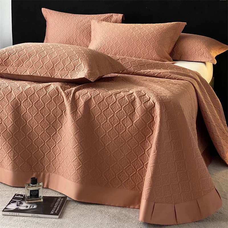 LuxQuilt™ 1000TC Egyptian Cotton Embossed Quilted Bedspread Set – 3 Pcs