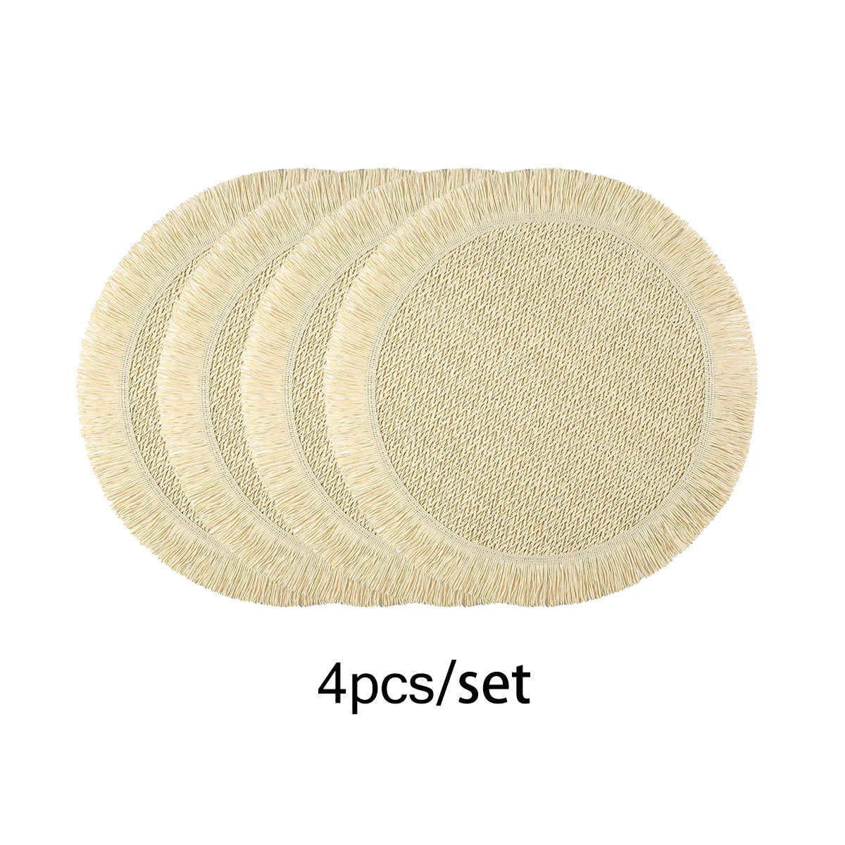 Tierra – Natural Woven Placemats with Fringe (Set of 4)