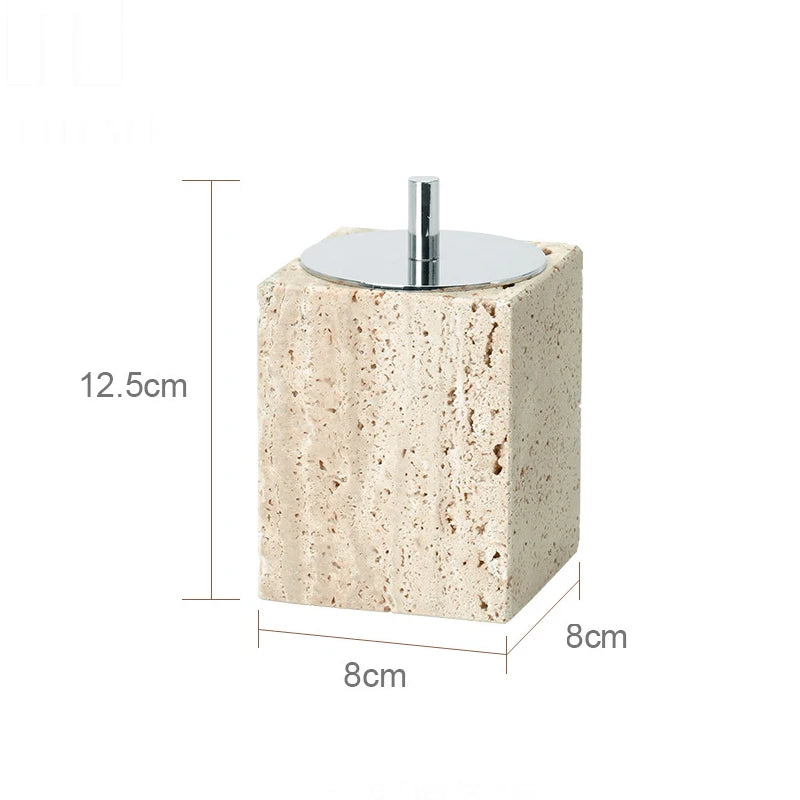 TerraStone Beige Travertine Bathroom Accessories Set