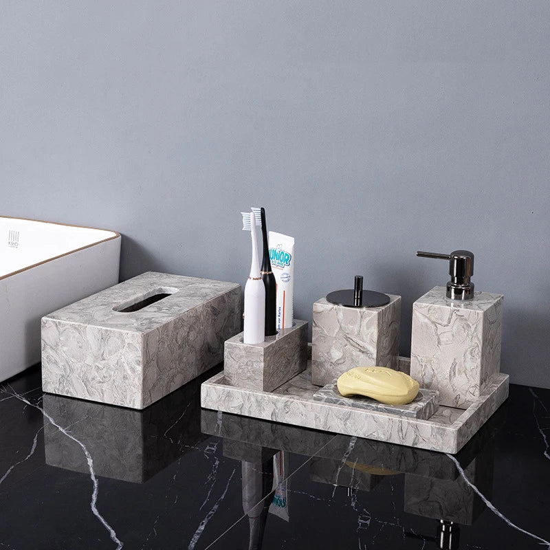 VerdantStone Natural Marble Bathroom Set