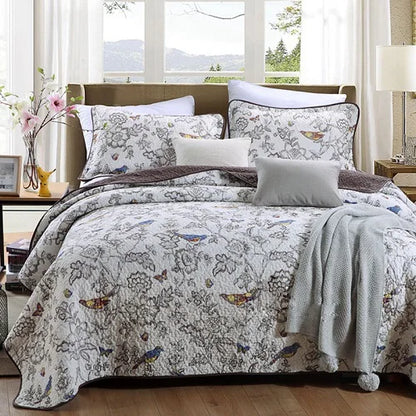 PlushBloom 3PCS Quality Printed Quilt Set – 100% Cotton