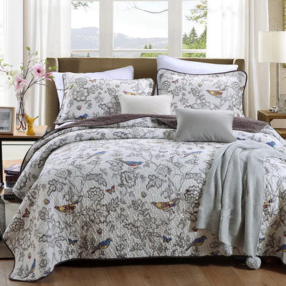PlushBloom 3PCS Quality Printed Quilt Set – 100% Cotton