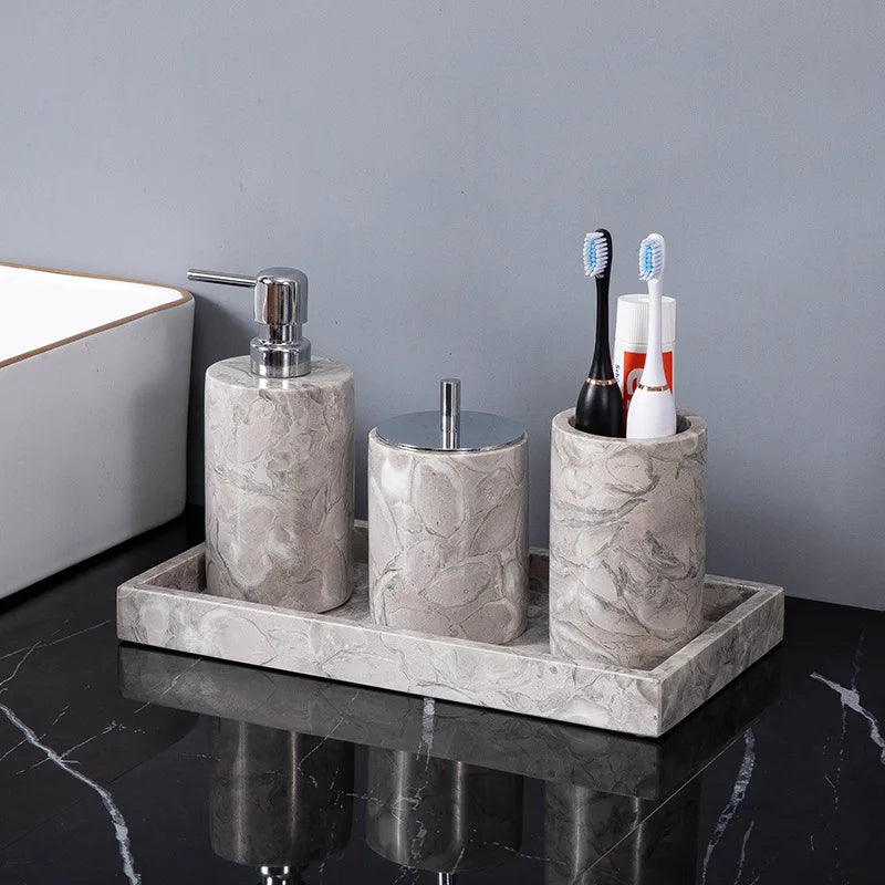 VerdantStone Natural Marble Bathroom Set
