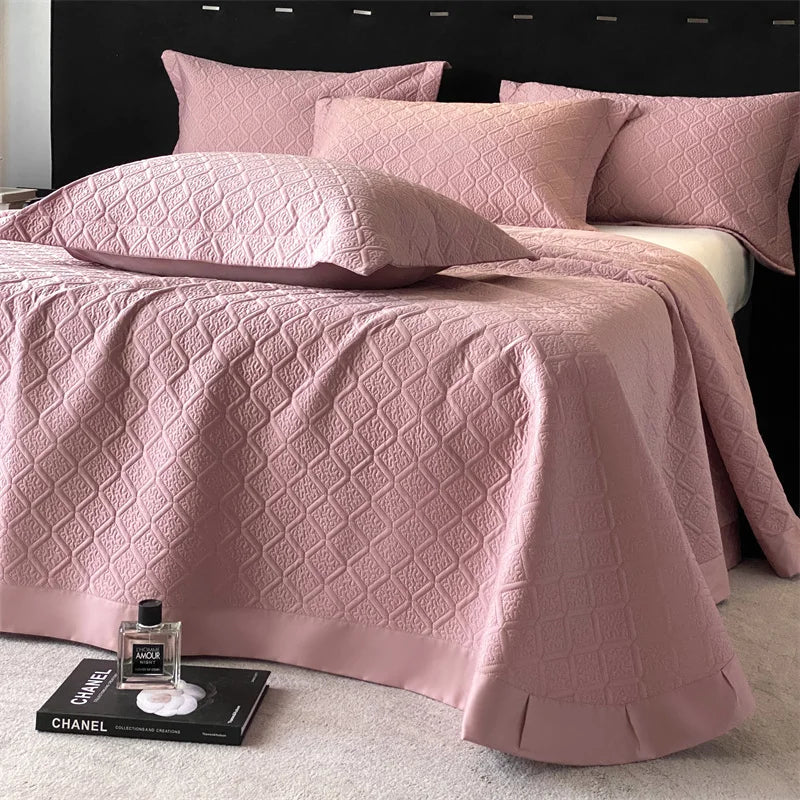LuxQuilt™ 1000TC Egyptian Cotton Embossed Quilted Bedspread Set – 3 Pcs
