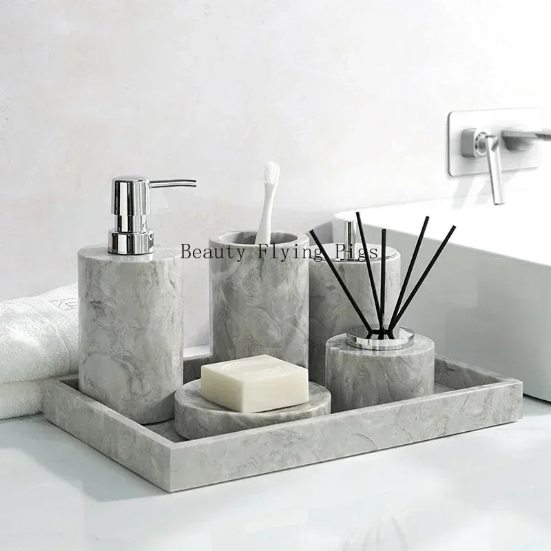 PureStone Marble Bathroom Accessories Set