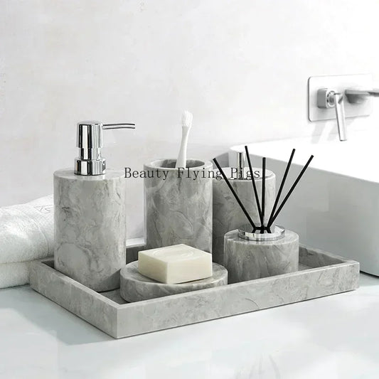 PureStone Marble Bathroom Accessories Set