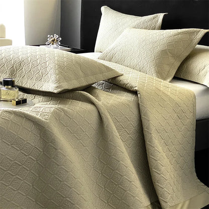 LuxQuilt™ 1000TC Egyptian Cotton Embossed Quilted Bedspread Set – 3 Pcs