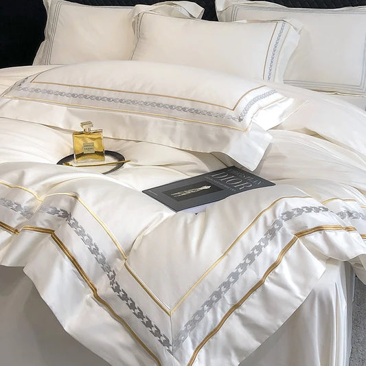 RoyalBloom™ 100% Egyptian Cotton Embroidered Bedding Set – Hotel Collection