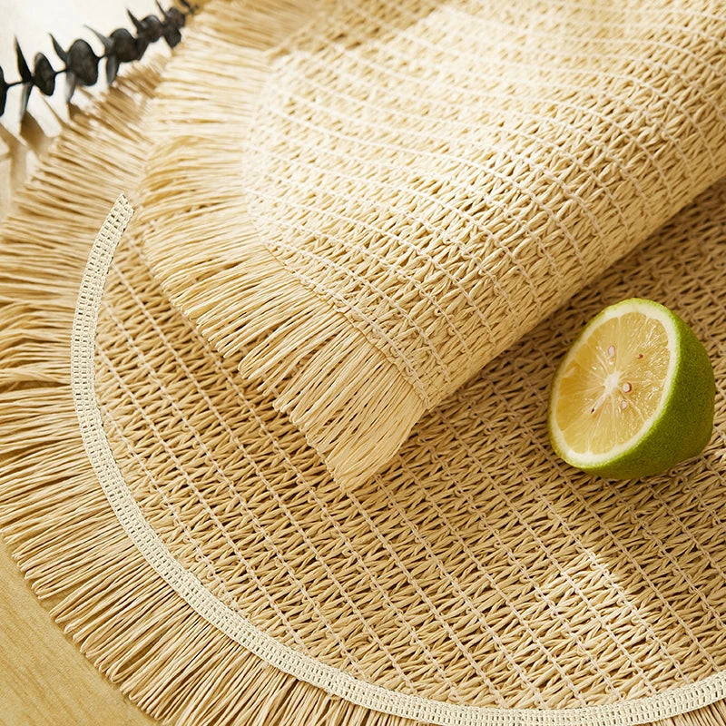 Tierra – Natural Woven Placemats with Fringe (Set of 4)