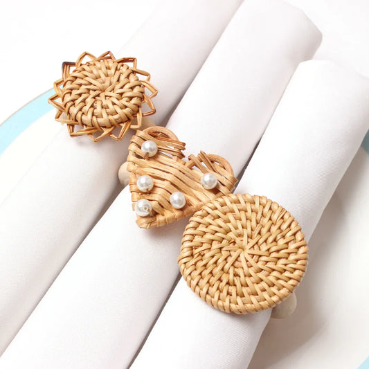 HeartWeave – Vintage Rattan Plait Napkin Rings (Set of 4)