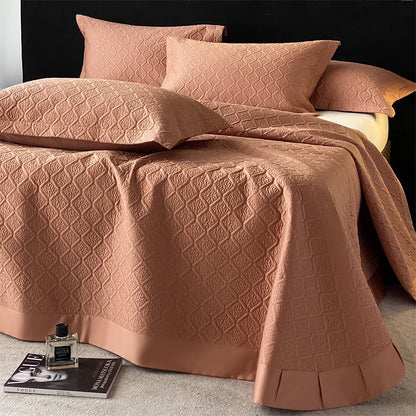 LuxQuilt™ 1000TC Egyptian Cotton Embossed Quilted Bedspread Set – 3 Pcs