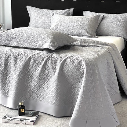 LuxQuilt™ 1000TC Egyptian Cotton Embossed Quilted Bedspread Set – 3 Pcs