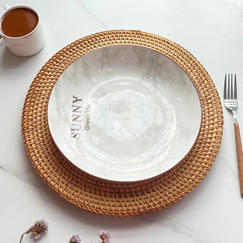 EarthWeave – Handwoven Natural Rattan Charger Plate (13")