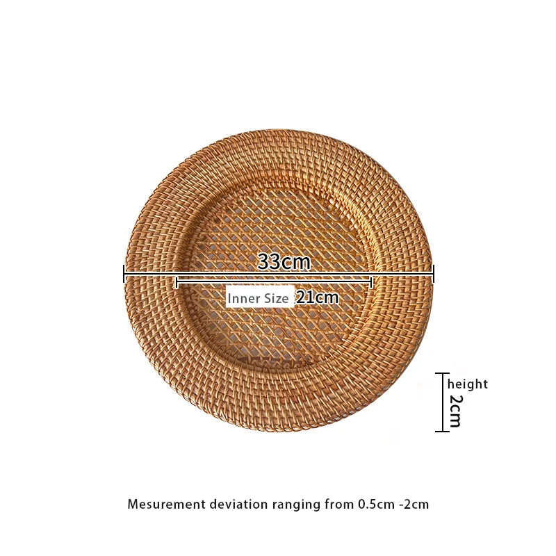 EarthWeave – Handwoven Natural Rattan Charger Plate (13")