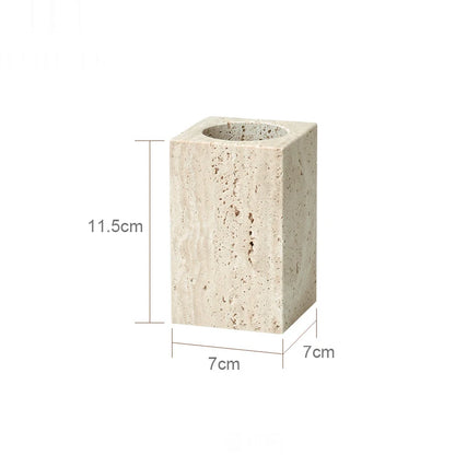 TerraStone Beige Travertine Bathroom Accessories Set
