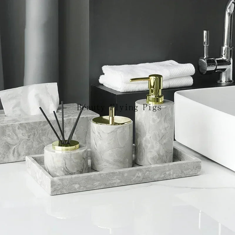 PureStone Marble Bathroom Accessories Set