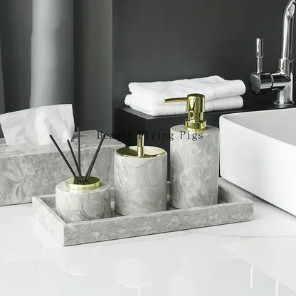 PureStone Marble Bathroom Accessories Set