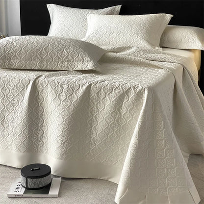 LuxQuilt™ 1000TC Egyptian Cotton Embossed Quilted Bedspread Set – 3 Pcs