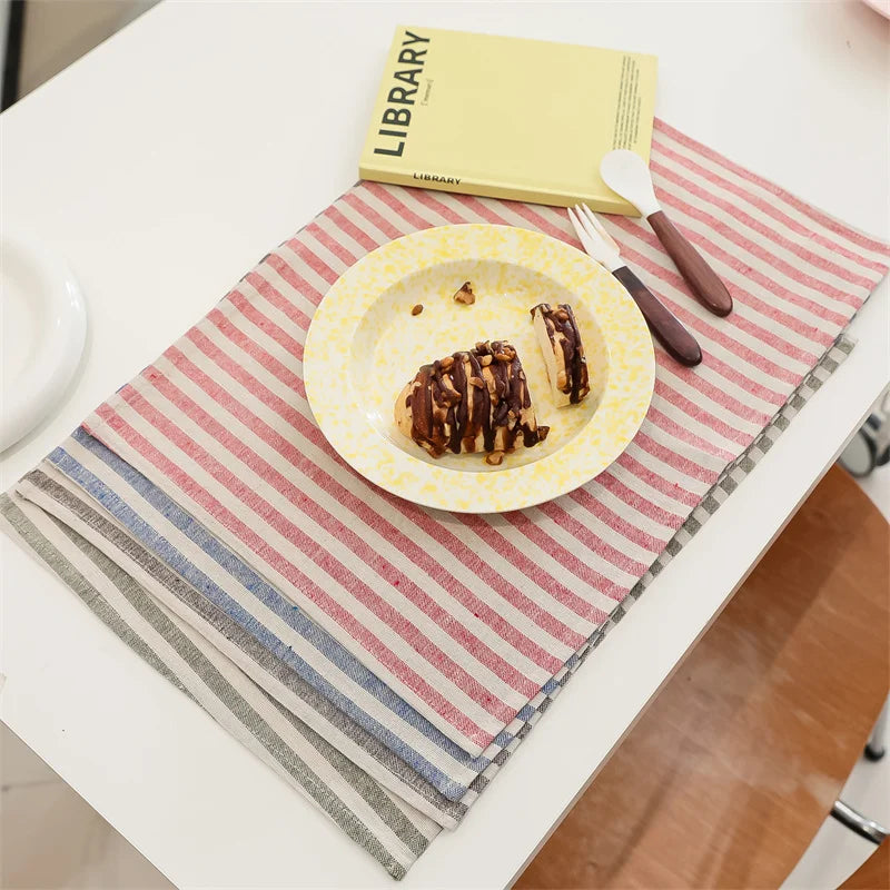 StripeNest – Square Cotton Non-Slip Table Placemats (Set of