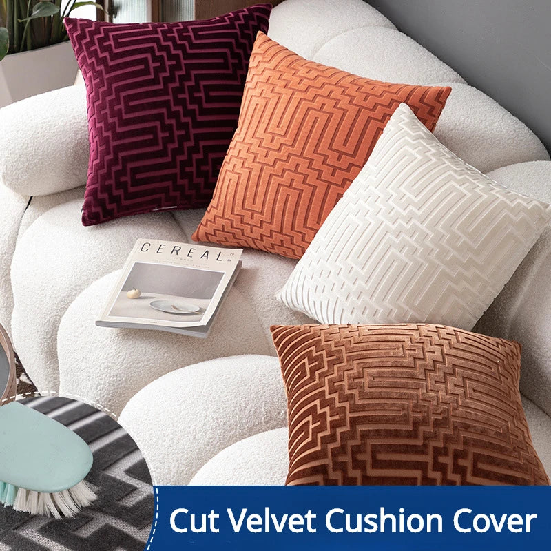 Aurora Velvet Geometric Pillowcase