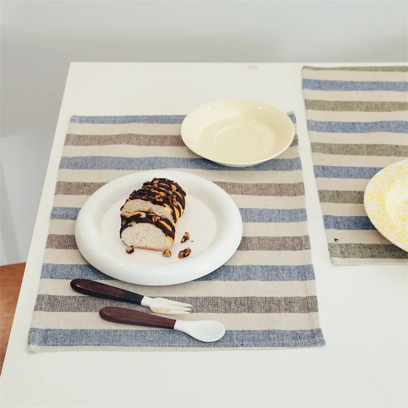 StripeNest – Square Cotton Non-Slip Table Placemats (Set of
