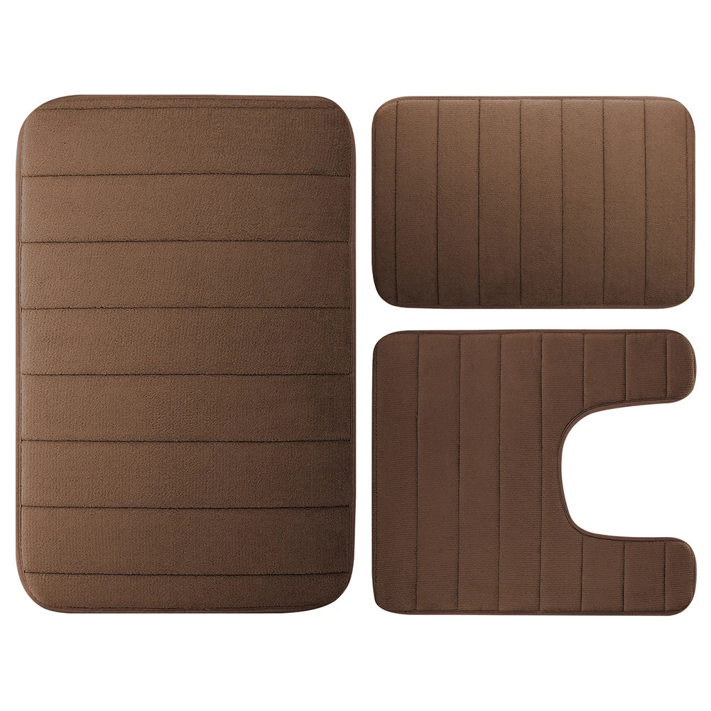 CloudStep Velvet Memory Foam Bath Mat Set – 3 Piece