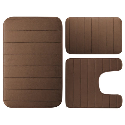 CloudStep Velvet Memory Foam Bath Mat Set – 3 Piece