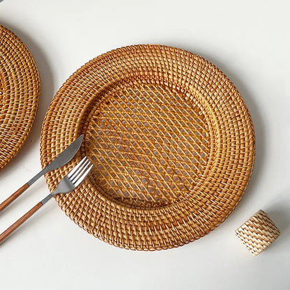 EarthWeave – Handwoven Natural Rattan Charger Plate (13")