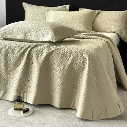 LuxQuilt™ 1000TC Egyptian Cotton Embossed Quilted Bedspread Set – 3 Pcs