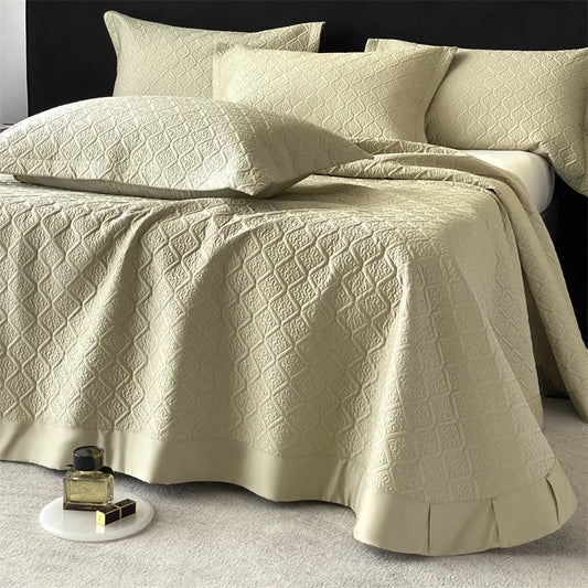 LuxQuilt™ 1000TC Egyptian Cotton Embossed Quilted Bedspread Set – 3 Pcs