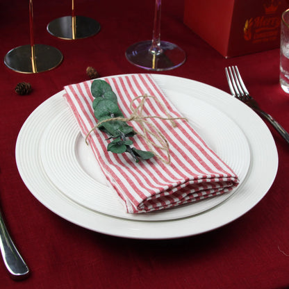 LinoStripe – Linen-Blend Napkin Set (12 pcs | 30 x 40 cm)