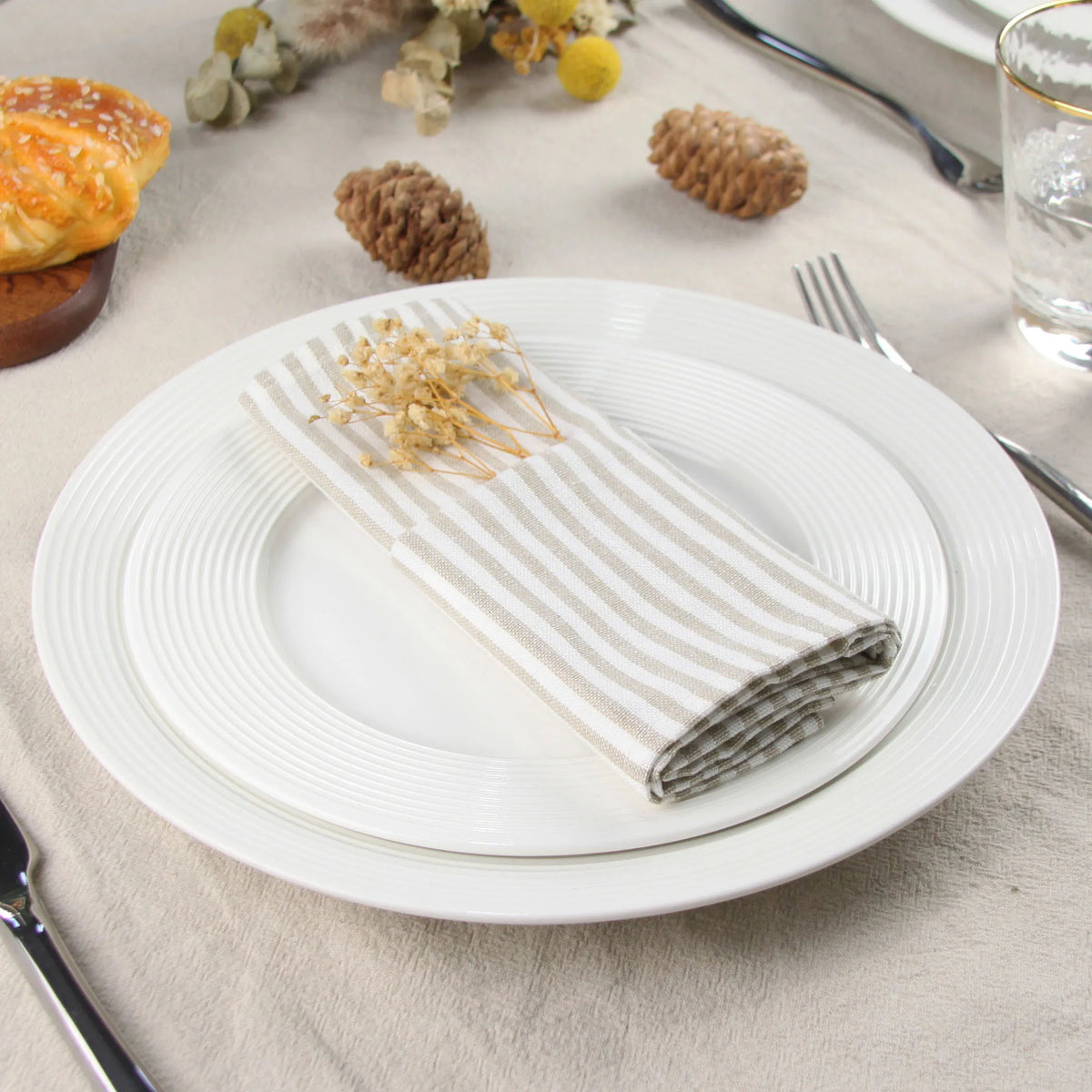 LinoStripe – Linen-Blend Napkin Set (12 pcs | 30 x 40 cm)