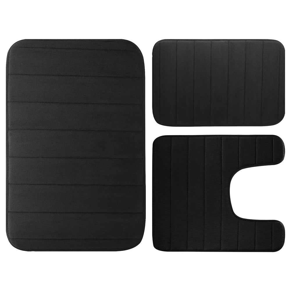 CloudStep Velvet Memory Foam Bath Mat Set – 3 Piece