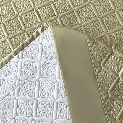 LuxQuilt™ 1000TC Egyptian Cotton Embossed Quilted Bedspread Set – 3 Pcs