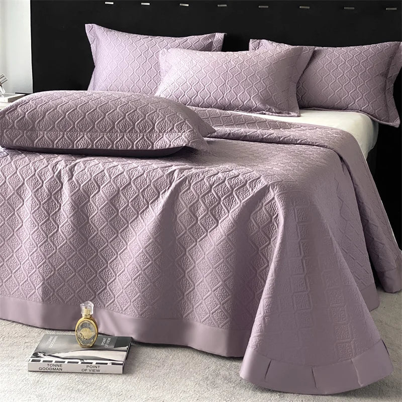LuxQuilt™ 1000TC Egyptian Cotton Embossed Quilted Bedspread Set – 3 Pcs
