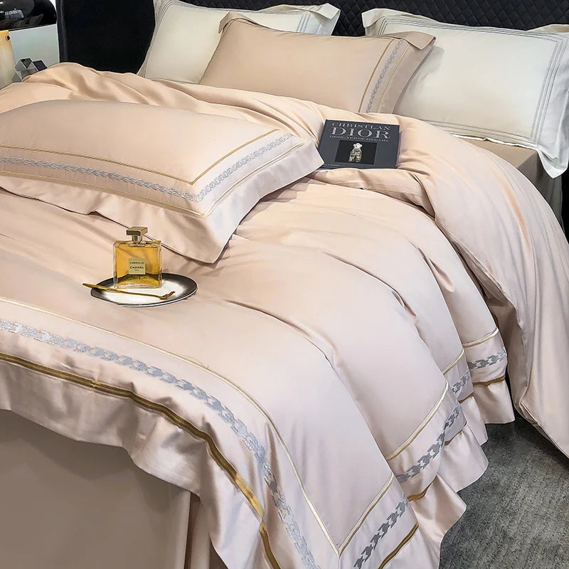RoyalBloom™ 100% Egyptian Cotton Embroidered Bedding Set – Hotel Collection