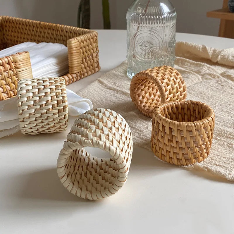 Sola – Handmade Rattan Napkin Rings (Set of 4)