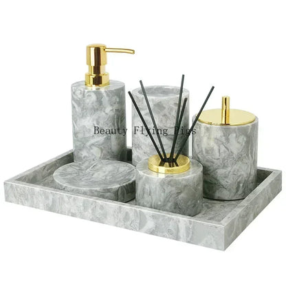PureStone Marble Bathroom Accessories Set