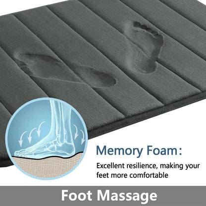 CloudStep Velvet Memory Foam Bath Mat Set – 3 Piece