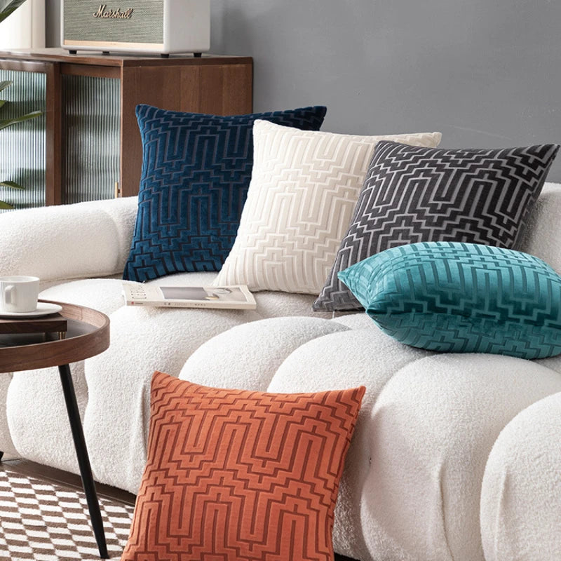 Aurora Velvet Geometric Pillowcase