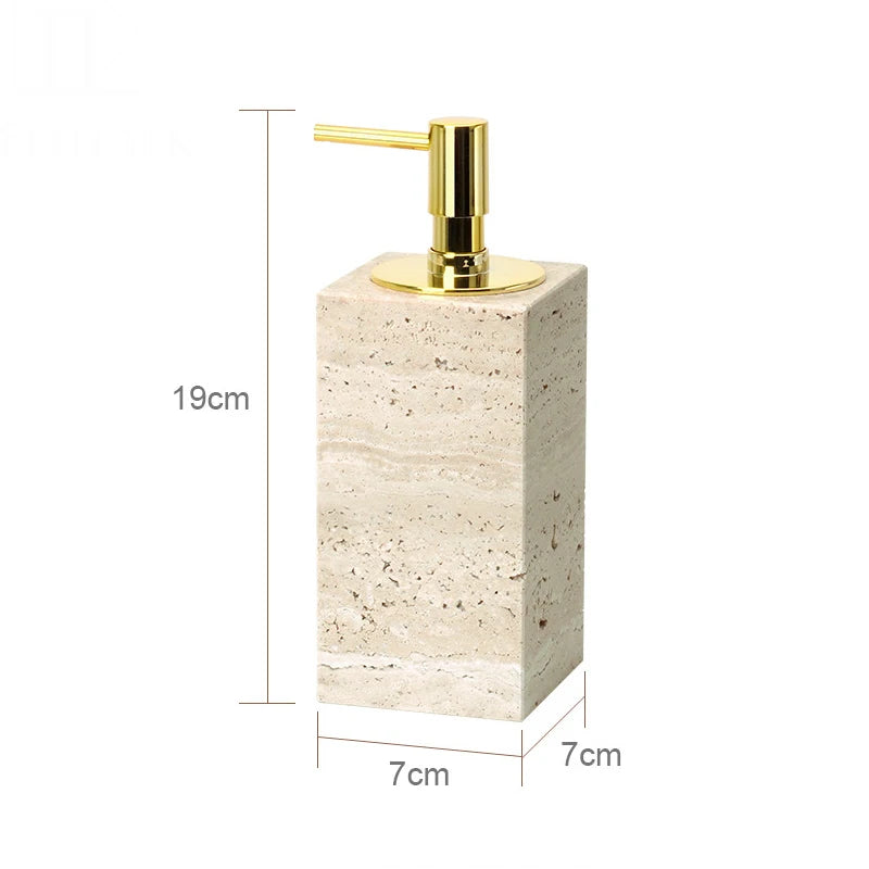 TerraStone Beige Travertine Bathroom Accessories Set
