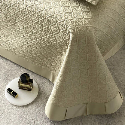LuxQuilt™ 1000TC Egyptian Cotton Embossed Quilted Bedspread Set – 3 Pcs