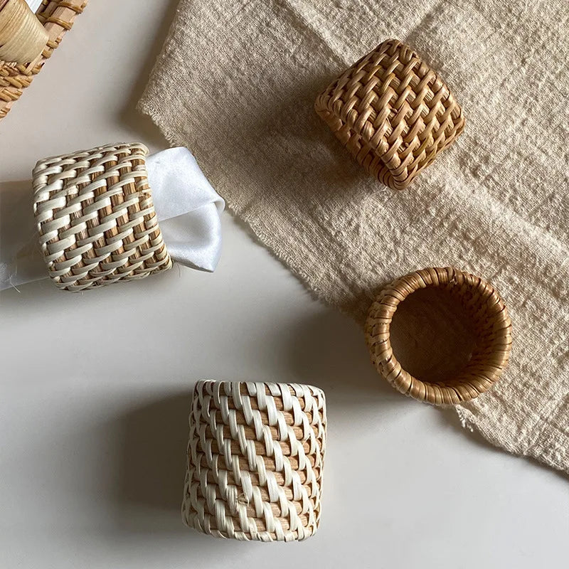 Sola – Handmade Rattan Napkin Rings (Set of 4)