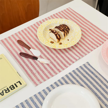 StripeNest – Square Cotton Non-Slip Table Placemats (Set of
