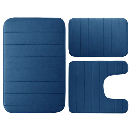 CloudStep Velvet Memory Foam Bath Mat Set – 3 Piece
