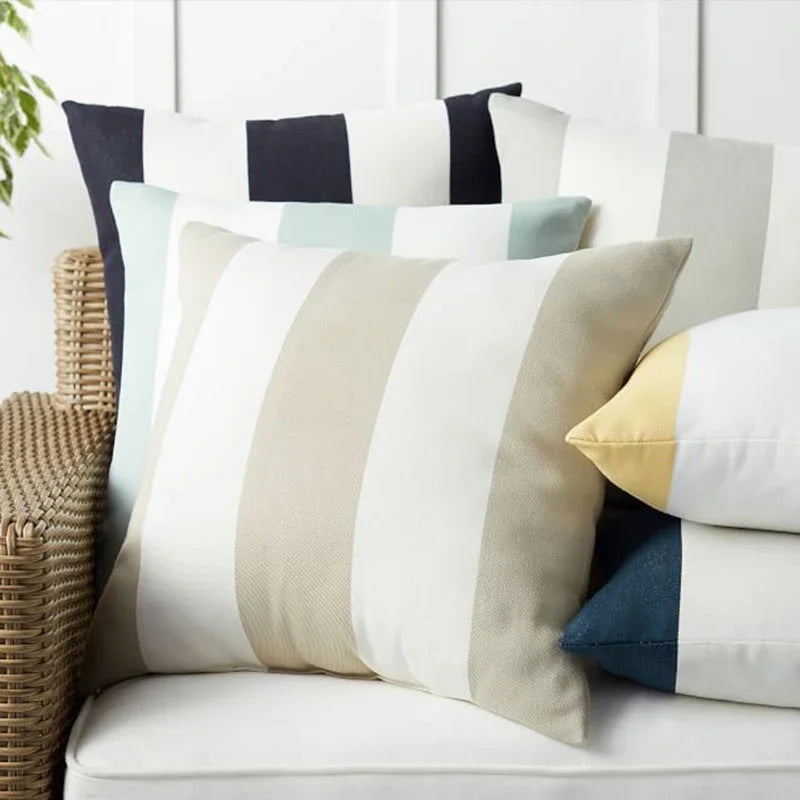 BeeCharm Striped Velvet Cushion Cover – Soft Luxury with Bee Accent