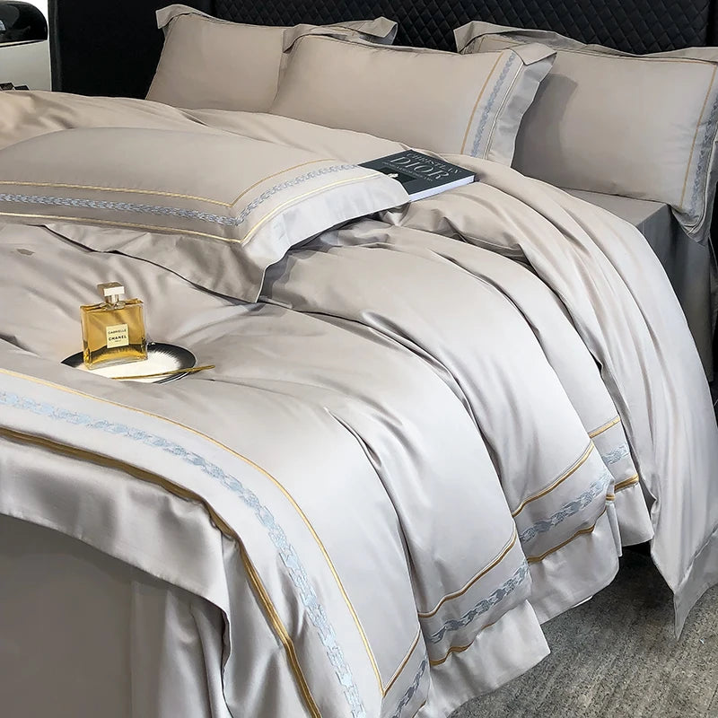 RoyalBloom™ 100% Egyptian Cotton Embroidered Bedding Set – Hotel Collection