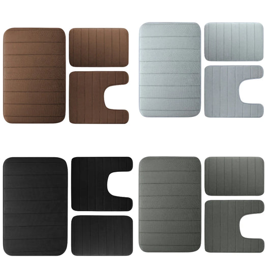 CloudStep Velvet Memory Foam Bath Mat Set – 3 Piece