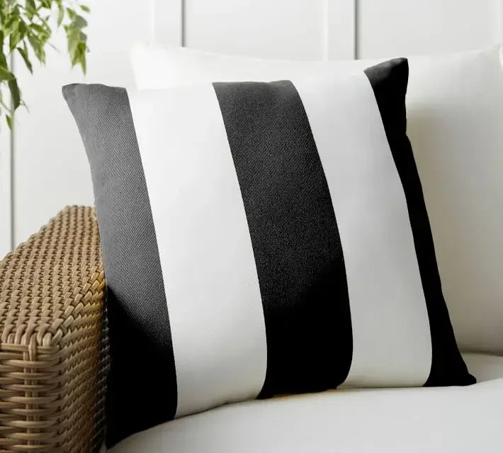 BeeCharm Striped Velvet Cushion Cover – Soft Luxury with Bee Accent