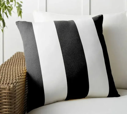 BeeCharm Striped Velvet Cushion Cover – Soft Luxury with Bee Accent